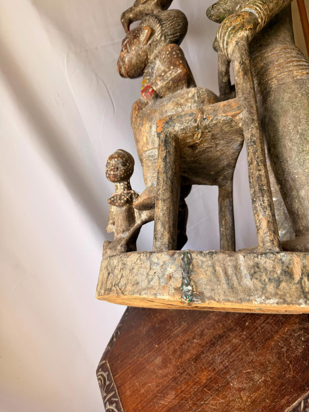 Vintage Yoruba Wood Carving Olowe of Ise Style Veranda Post African Statue 37"