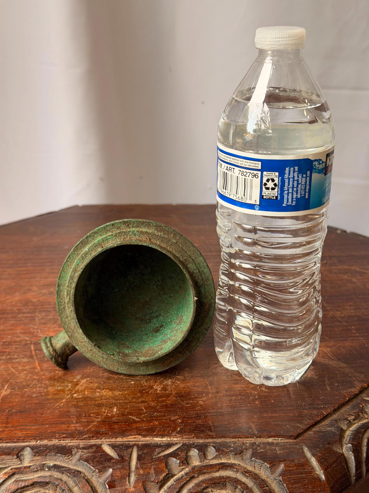 Vintage Cast Bronze Handheld Censer Ritual Incense Burner Verdigris Vessel