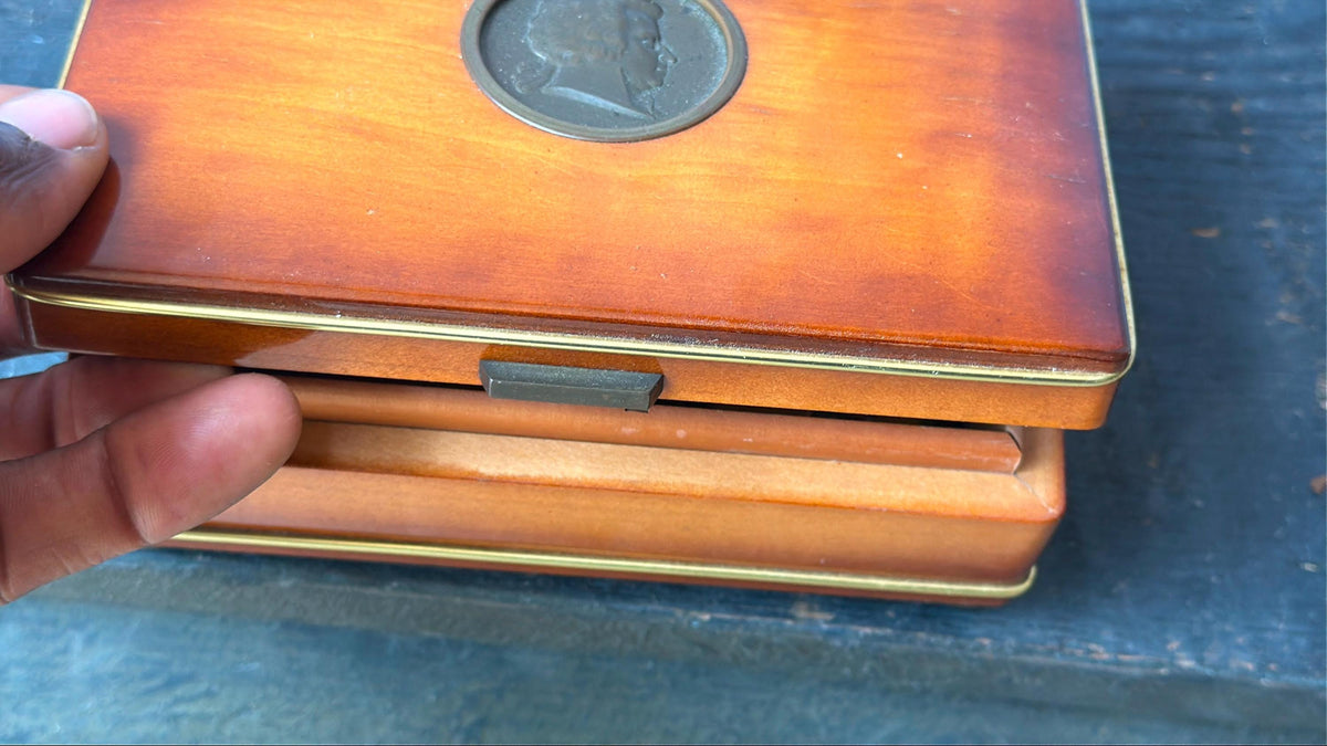 Vintage Austrian Reuge Music Box Mozart Wood Jewelry Trinket Case Vienna 6.2"