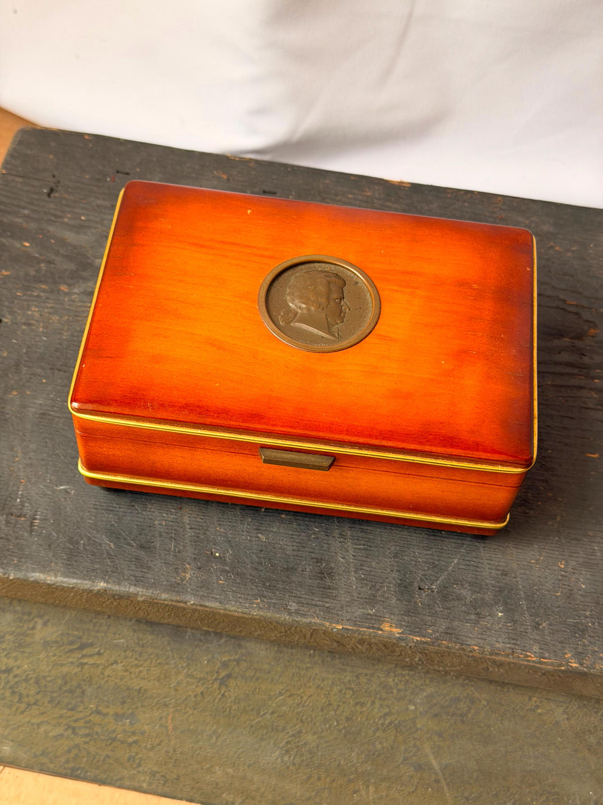 Vintage Austrian Reuge Music Box Mozart Wood Jewelry Trinket Case Vienna 6.2"