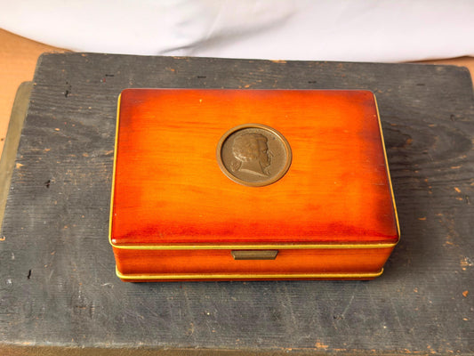 Vintage Austrian Reuge Music Box Mozart Wood Jewelry Trinket Case Vienna 6.2"