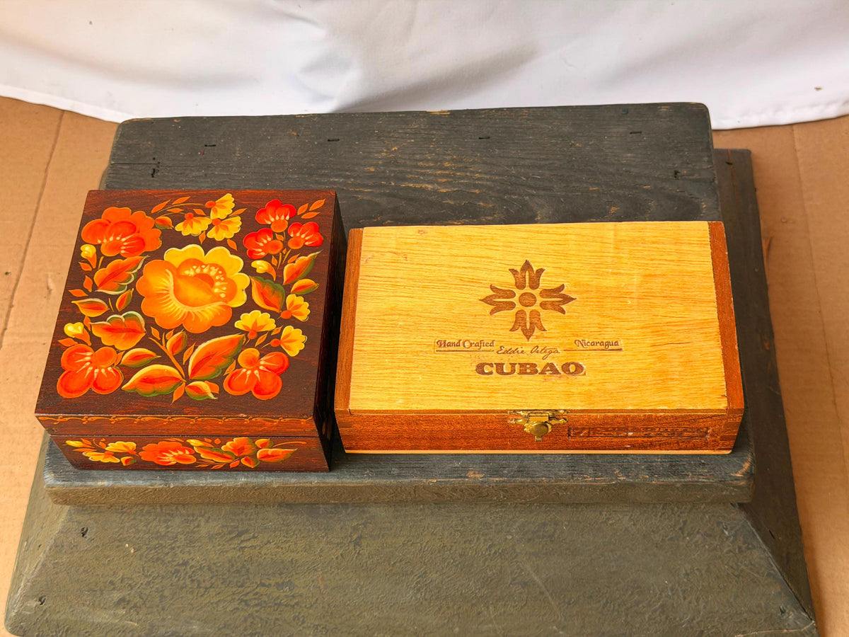 Vintage Eastern Europe Lacquer & Nicaraguan Wood Valet Box Set 2pc