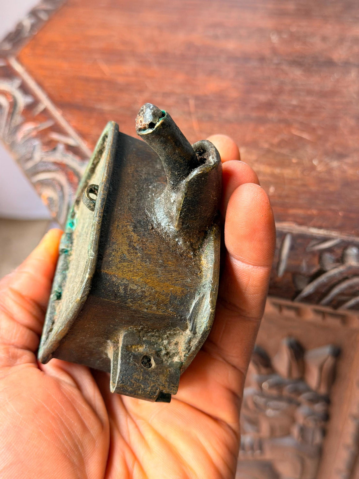 Vintage Cast Brass Machine Wick Feed Oiler Box Hinged Lubricator