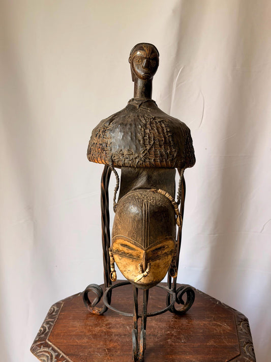Vintage Igbo Masquerade Mask Agbogho Mmuo Helmet African Tribal Art Sculpture