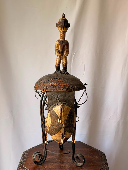 Vintage Igbo Masquerade Helmet Mask Standing Figure African Art Sculpture