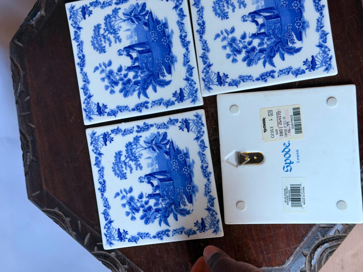 Spode Blue Room Ceramic Wall Tile Trivet Set 6"