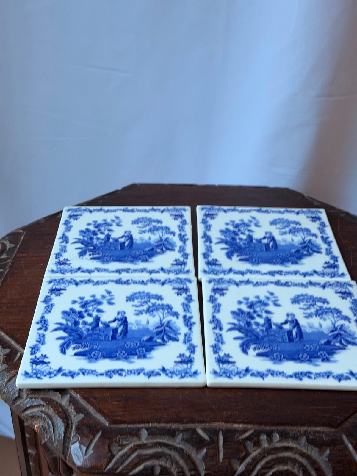 Spode Blue Room Ceramic Wall Tile Trivet Set 6"