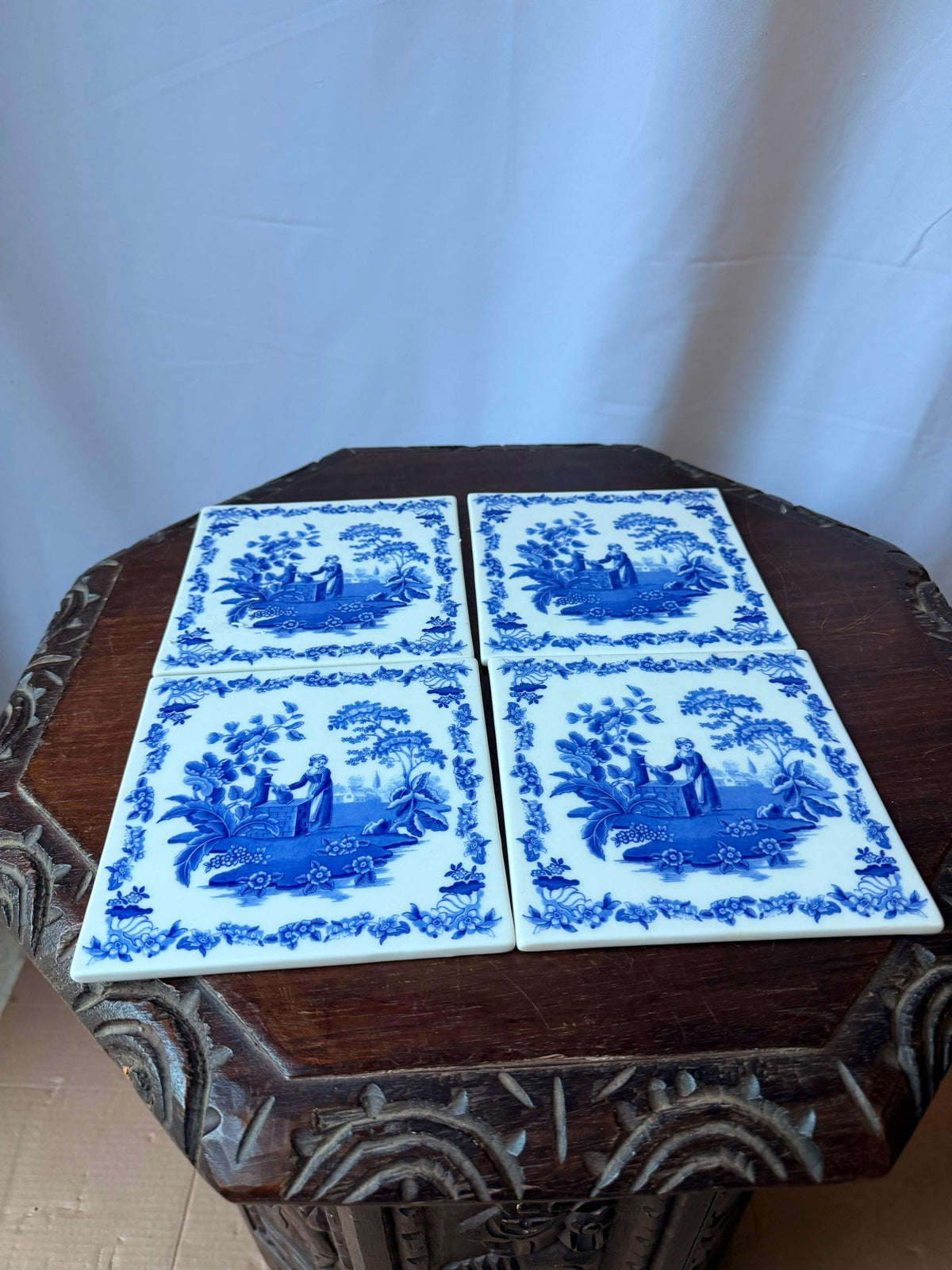 Spode Blue Room Ceramic Wall Tile Trivet Set 6"