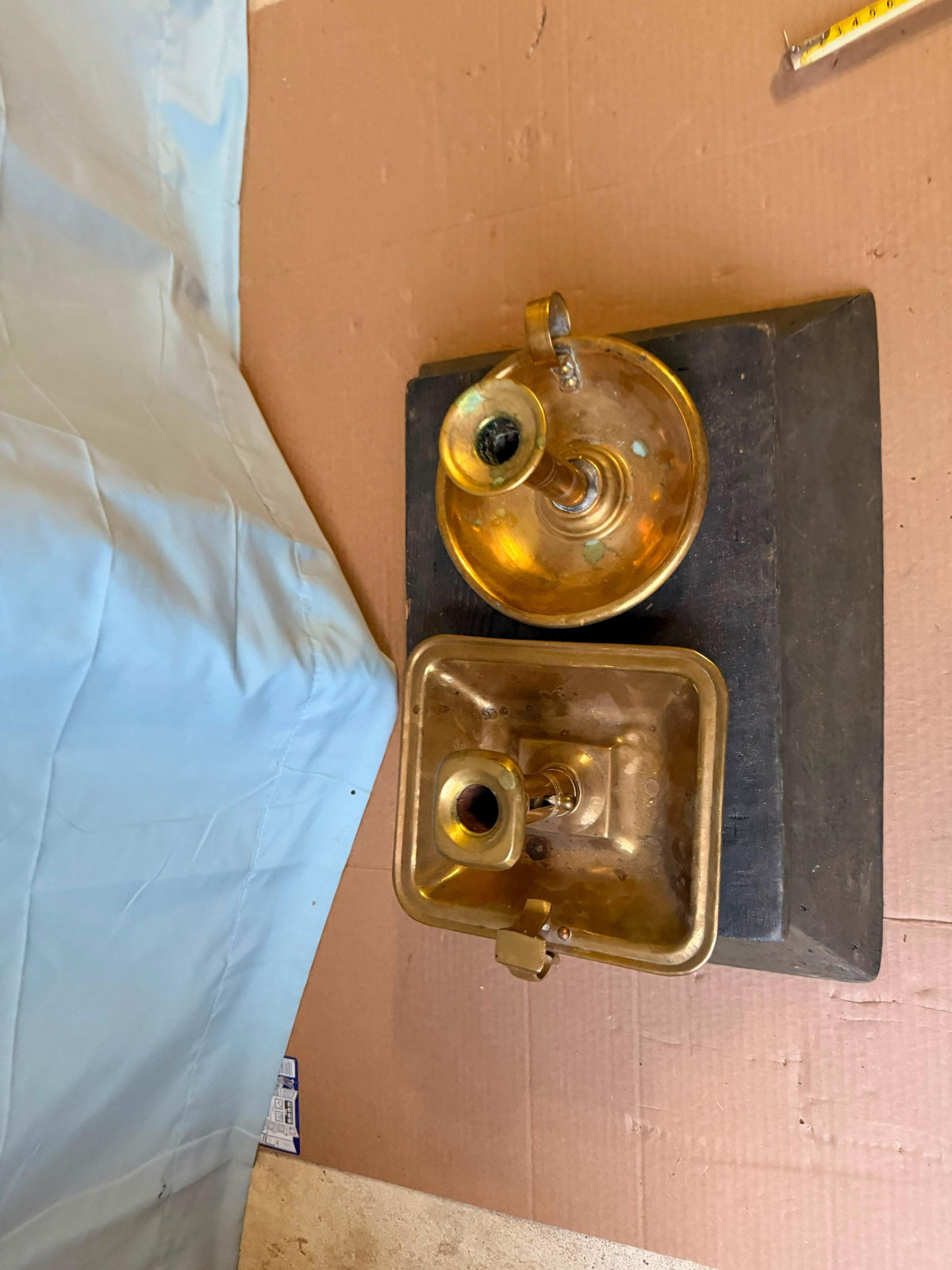 Vintage Brass Chamberstick Candle Holder Set Push Up Ejector 7.5"
