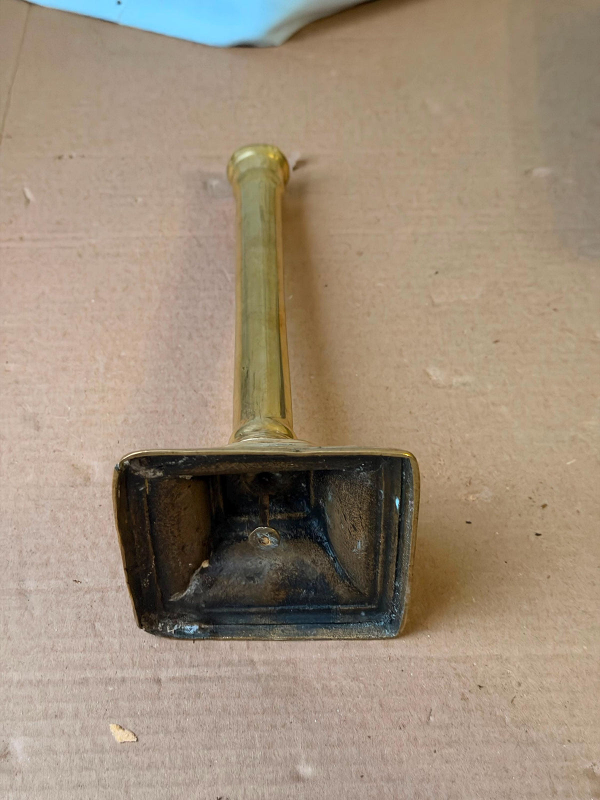 Vintage Tall Brass Candlestick Holder Square Stepped Pedestal Base 10"