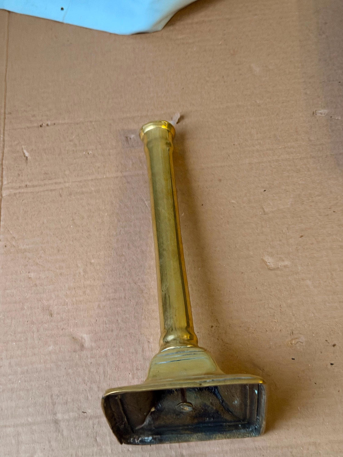 Vintage Tall Brass Candlestick Holder Square Stepped Pedestal Base 10"