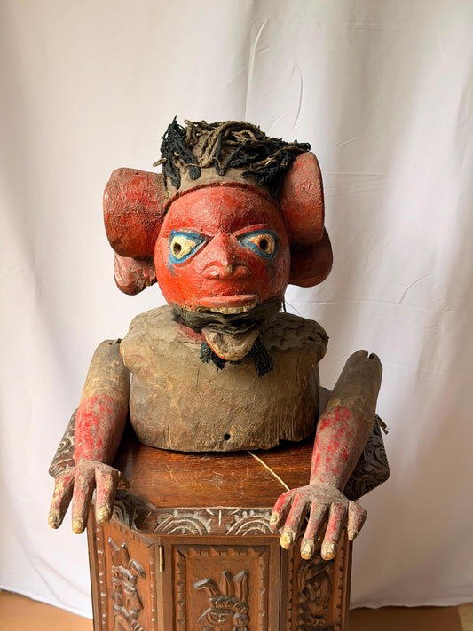 Vintage Yoruba Articulated Puppet Headdress Mask Wood Carving 19"