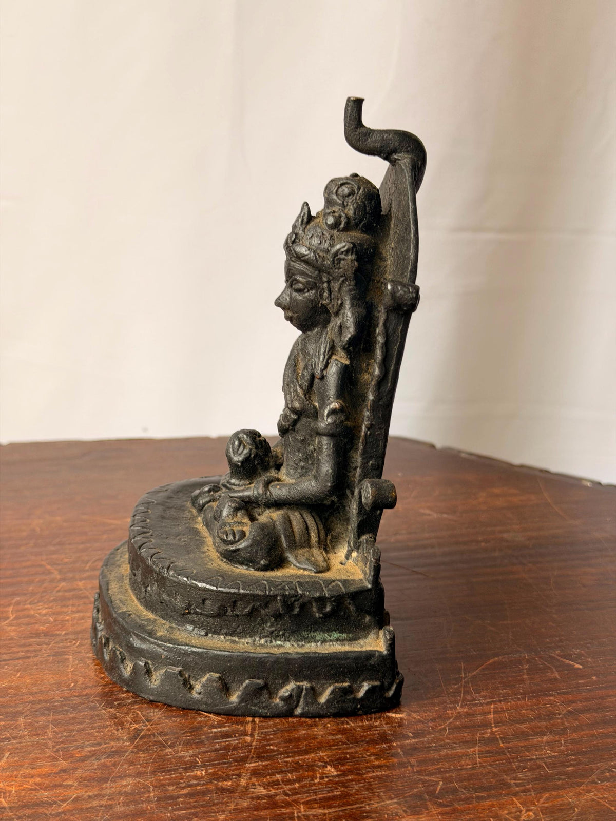 Vintage Bronze Hariti Goddess Statue Mother Child Altar Figure 6.5"