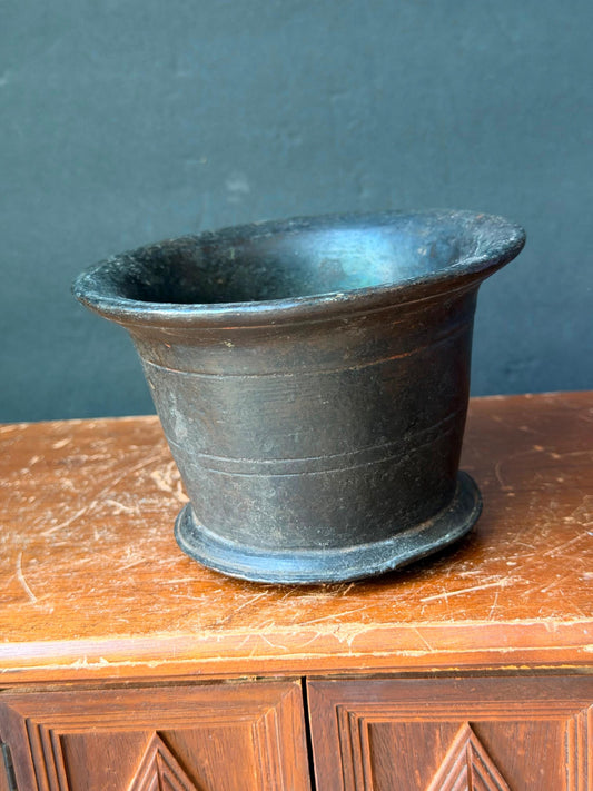 Vintage Cast Bronze Mortar Vessel Apothecary Bowl Pharmacy Metalware Decor