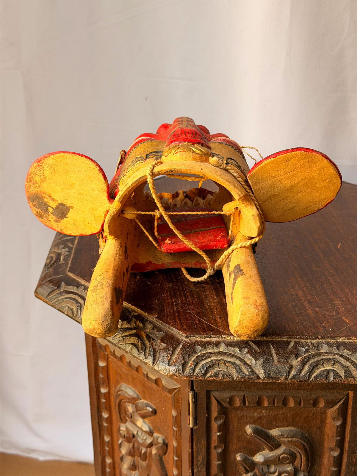 Vintage Balinese Barong Wood Mask Articulated Tongue Ears Puppet Folk Art