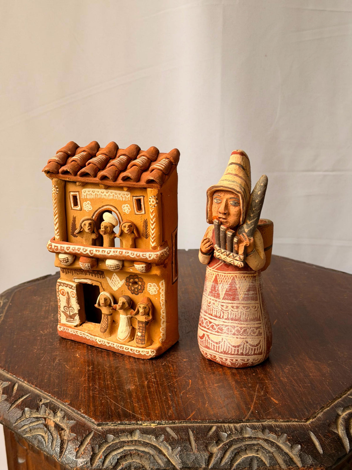 Vintage Peruvian Terracotta Folk Art Lot Ayacucho Church Retablo Musician 7.8"
