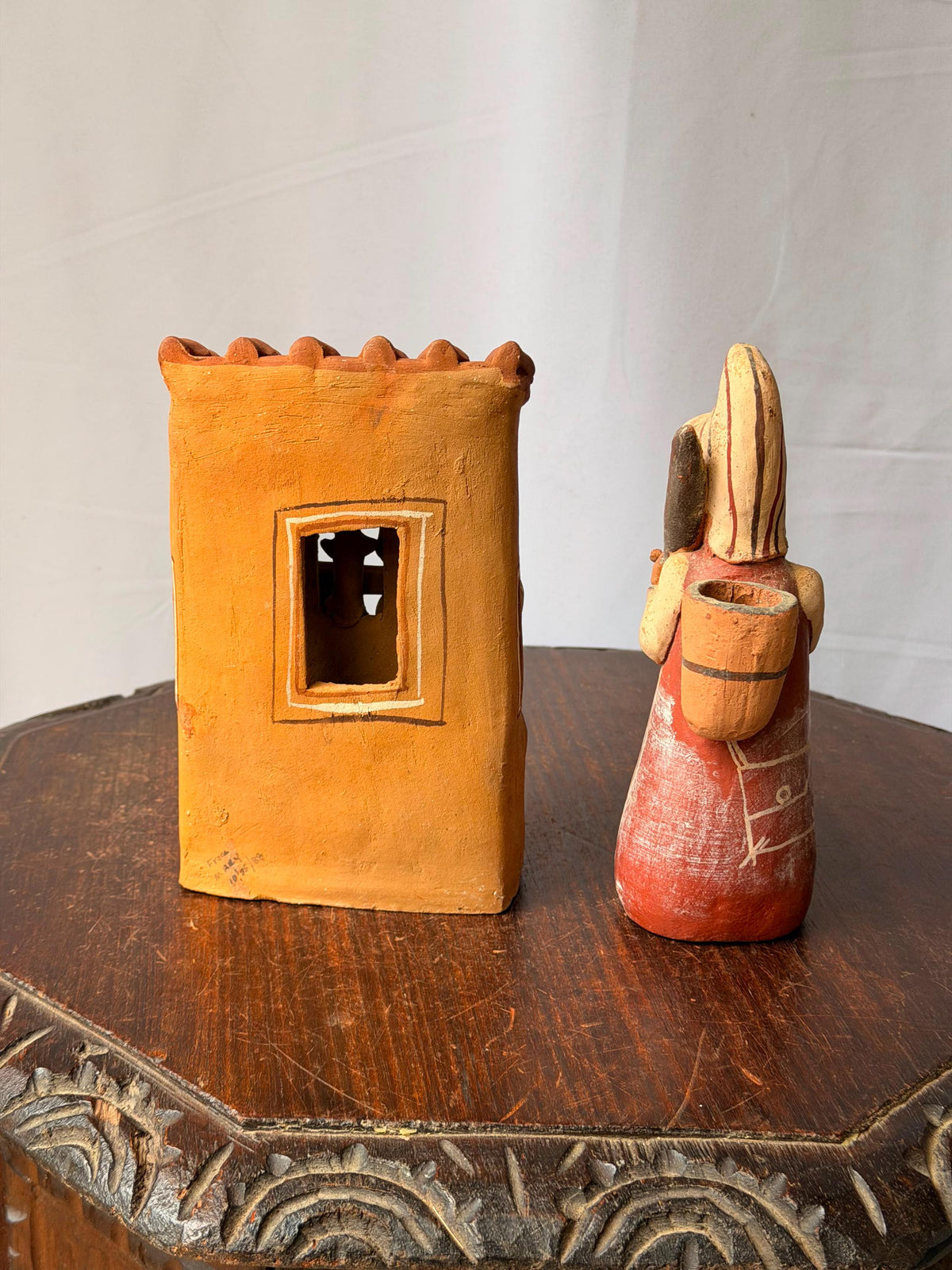 Vintage Peruvian Terracotta Folk Art Lot Ayacucho Church Retablo Musician 7.8"