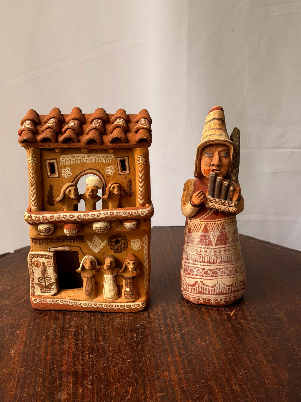 Vintage Peruvian Terracotta Folk Art Lot Ayacucho Church Retablo Musician 7.8"