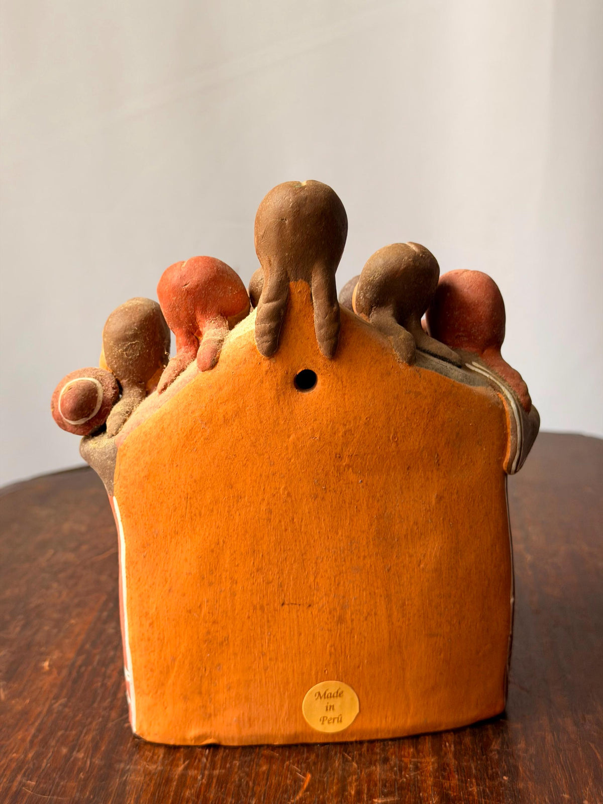 Vintage Peruvian Clay Sculpture Mothers Children Family Wall Plaque Folk Art