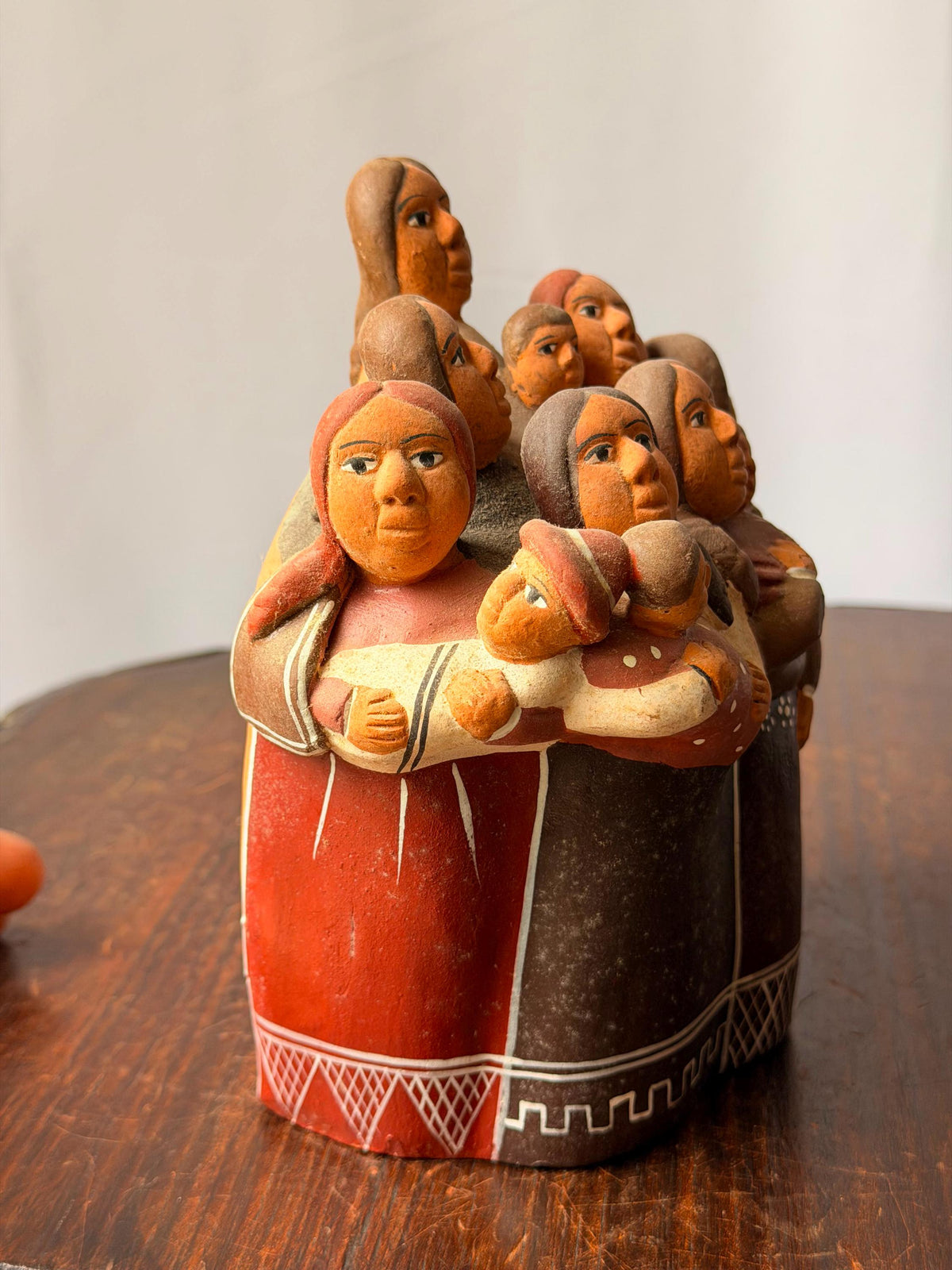 Vintage Peruvian Clay Sculpture Mothers Children Family Wall Plaque Folk Art