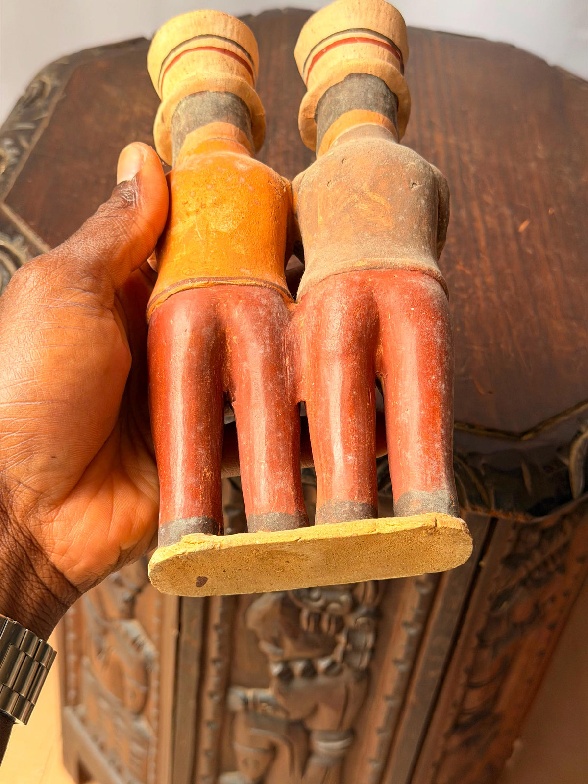 Vintage Peruvian Quinua Clay Musicians Figurine Horn Flute Band Folk Art