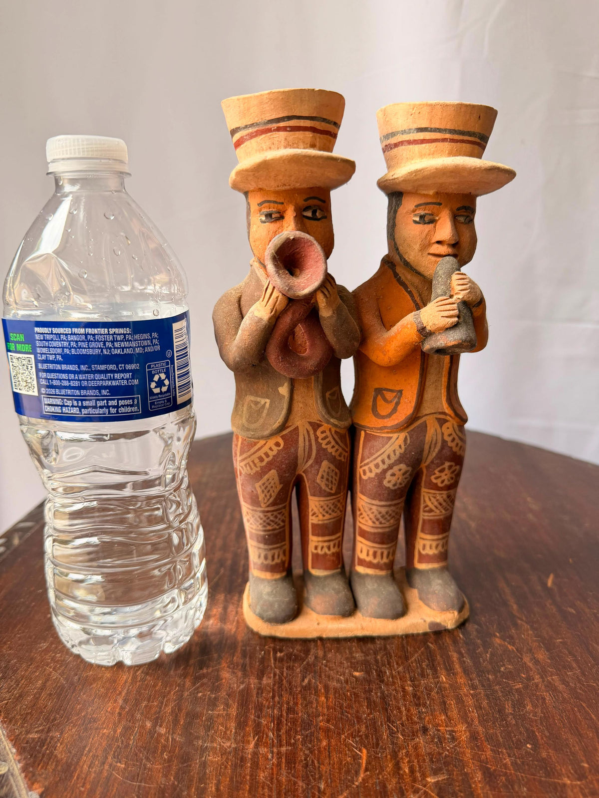 Vintage Peruvian Quinua Clay Musicians Figurine Horn Flute Band Folk Art