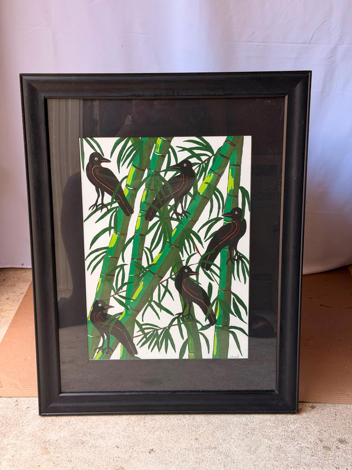 Ariela Boronat Crows Bamboo Art Print Signed Limited Edition Santa Fe Framed