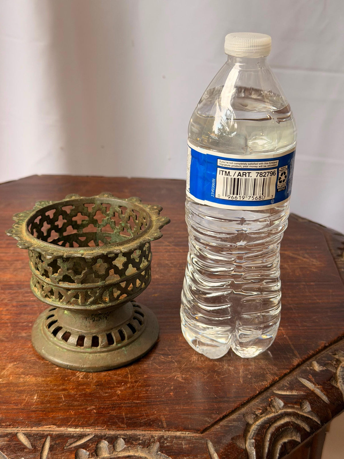Vintage Cast Bronze Openwork Incense Burner Geometric Lattice Censer