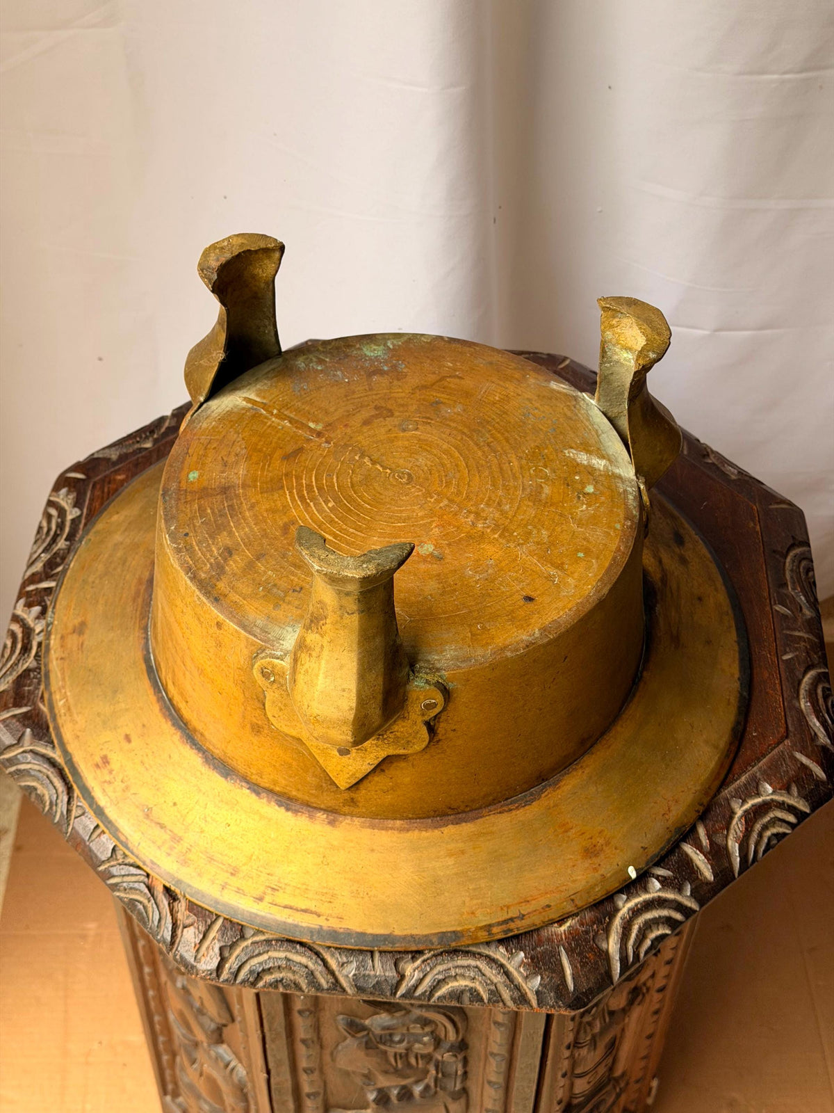 Vintage Cast Brass Tripod Basin 13.5" Wide Footed Centerpiece Vessel Urli