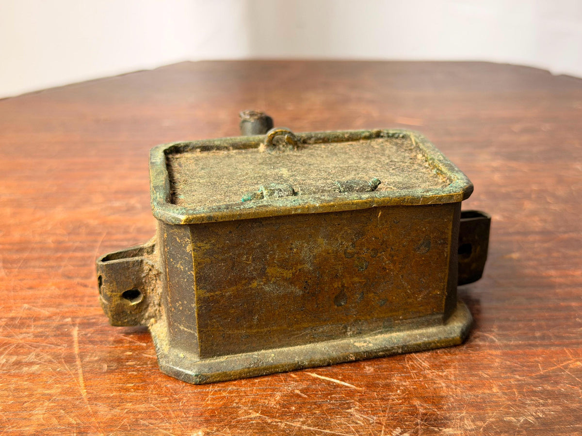 Vintage Cast Brass Machine Wick Feed Oiler Box Hinged Lubricator