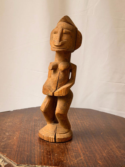Vintage Carved Wood Dogon Female Figure Standing African Art Statue 10"