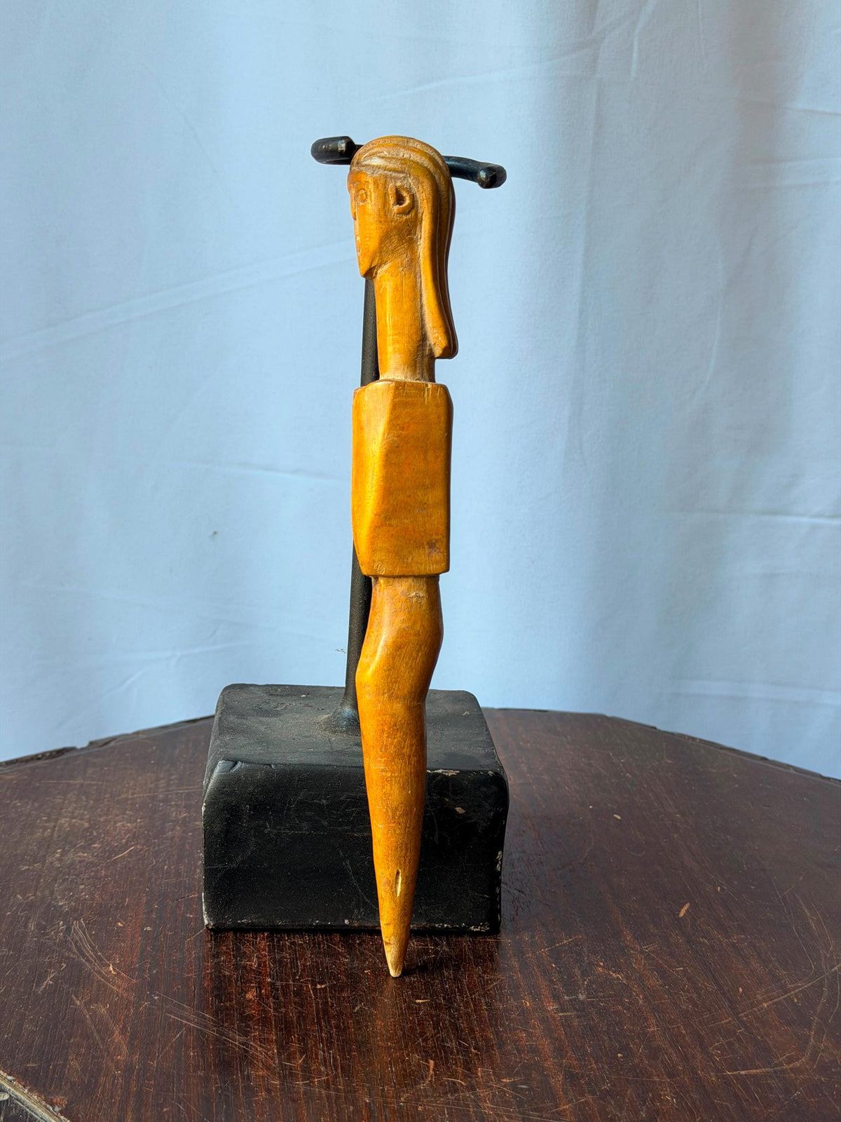 Vintage West African Ewe Carved Wood Ritual Wand Figure Anthropomorphic Art