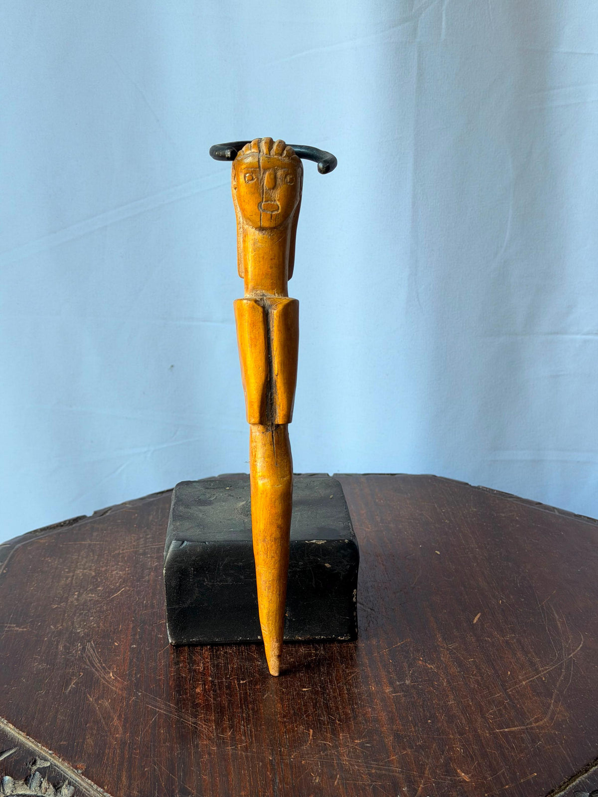 Vintage West African Ewe Carved Wood Ritual Wand Figure Anthropomorphic Art