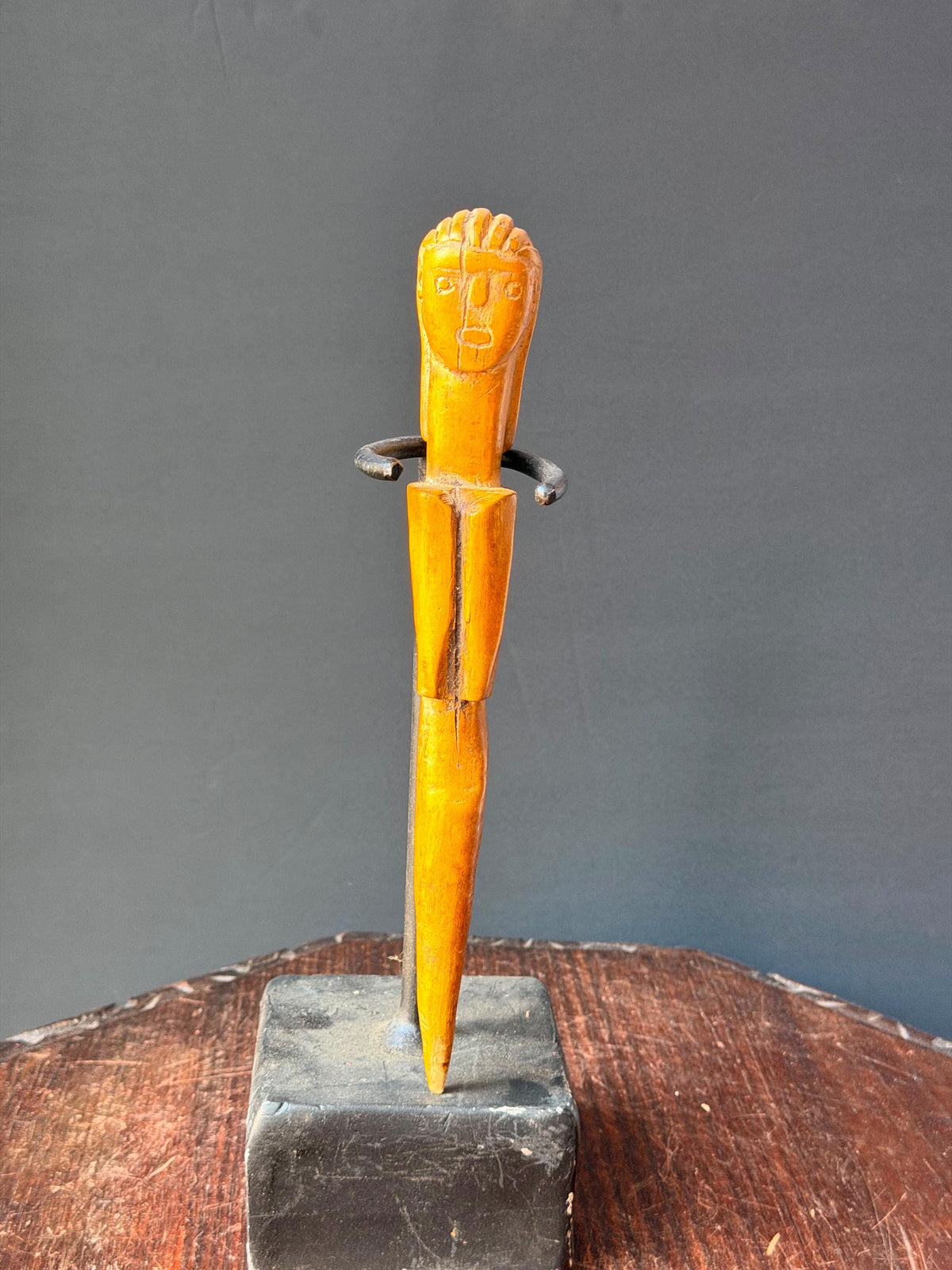 Vintage West African Ewe Carved Wood Ritual Wand Figure Anthropomorphic Art