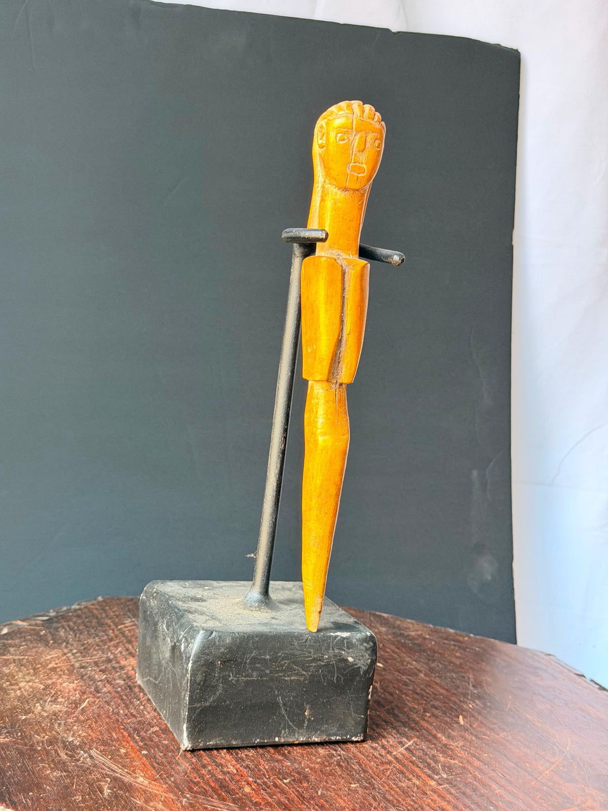 Vintage West African Ewe Carved Wood Ritual Wand Figure Anthropomorphic Art