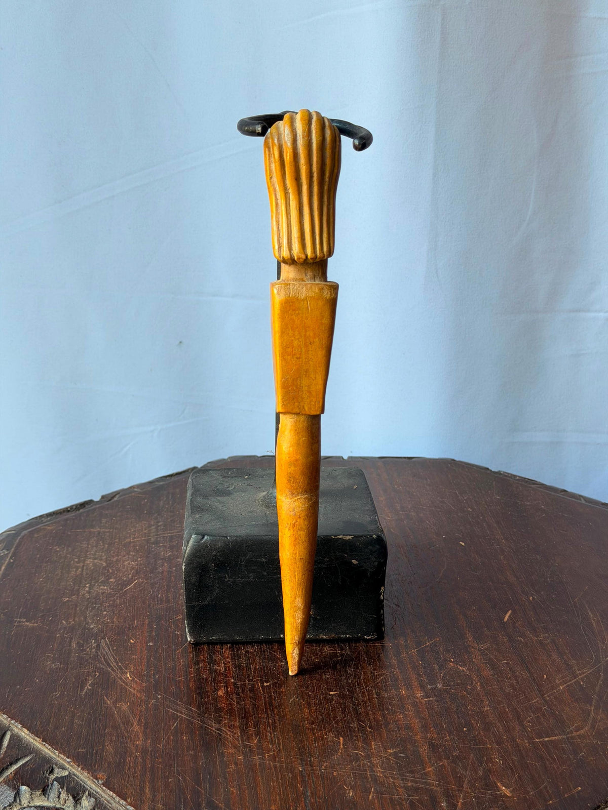 Vintage West African Ewe Carved Wood Ritual Wand Figure Anthropomorphic Art