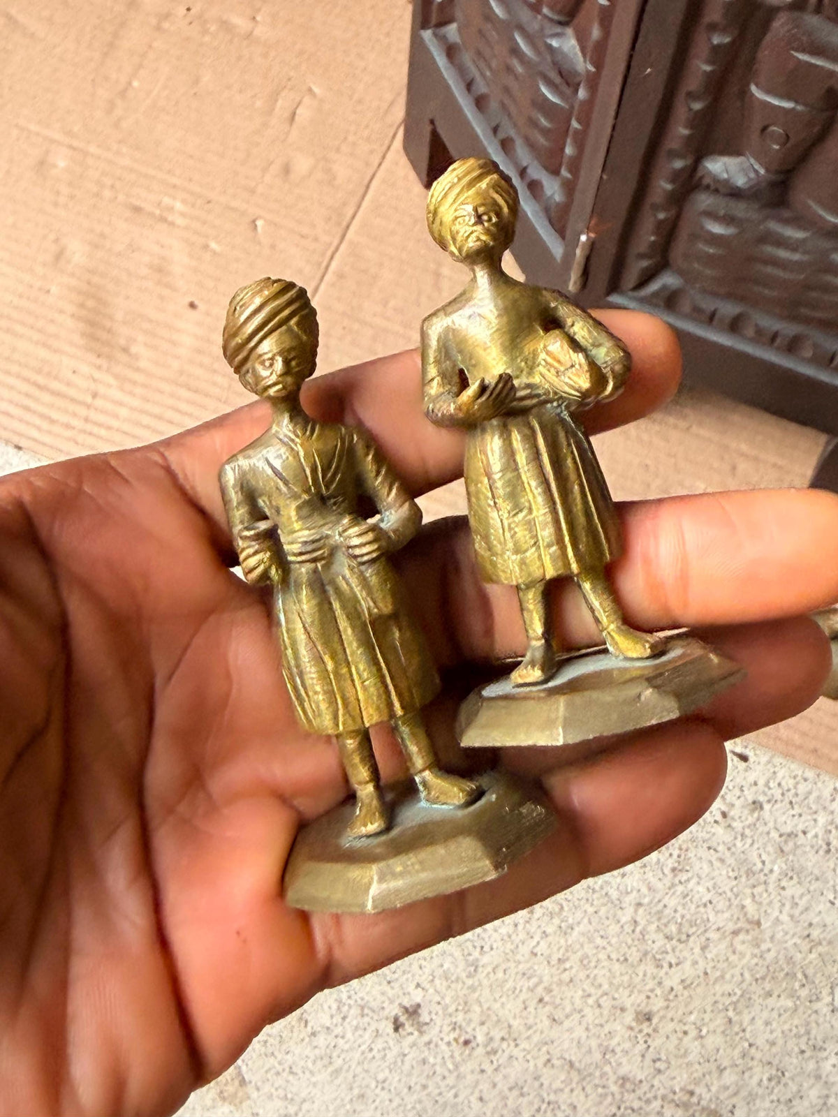 6 Vintage South Asian Brass Musician Figures Band Orchestra Sculptures Set
