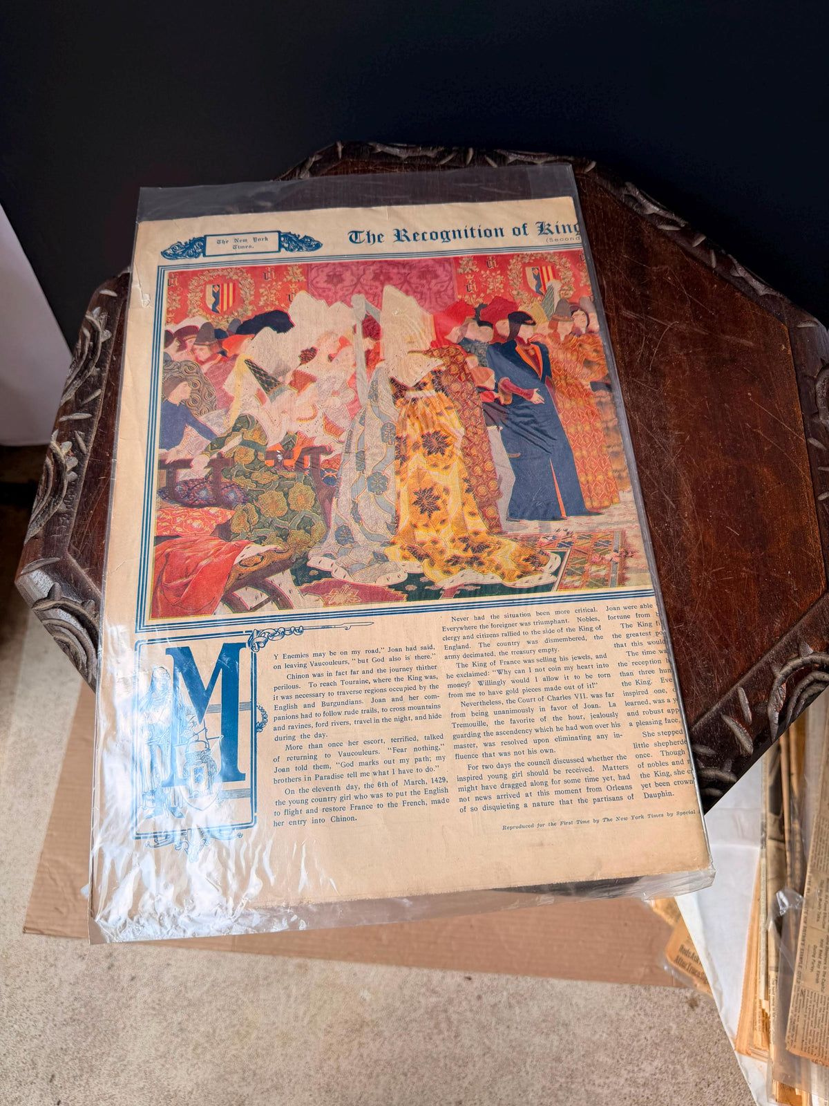 Antique 1914 New York Times Joan of Arc Illustration Color Supplement Print