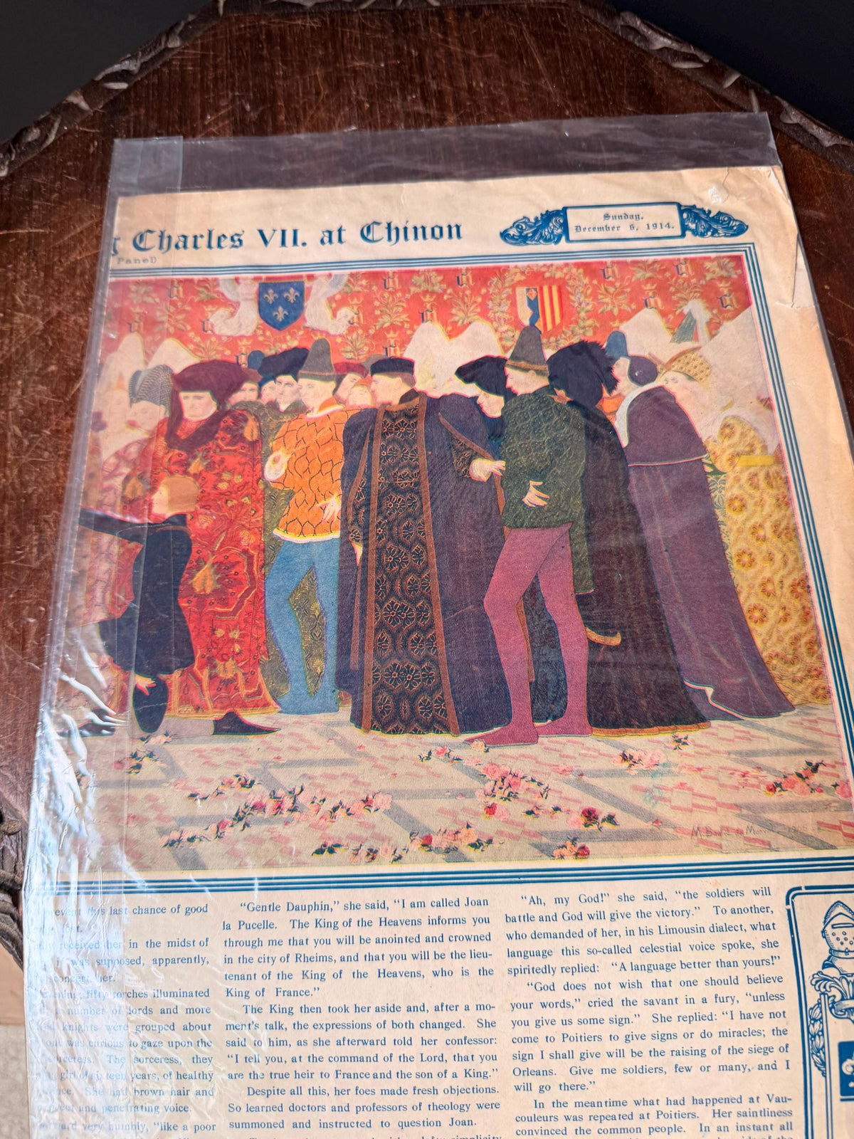 Antique 1914 New York Times Joan of Arc Illustration Color Supplement Print
