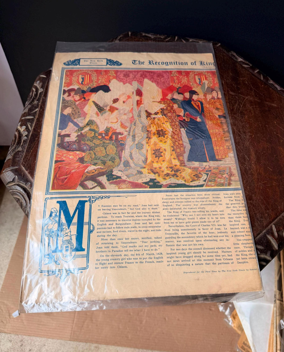 Antique 1914 New York Times Joan of Arc Illustration Color Supplement Print