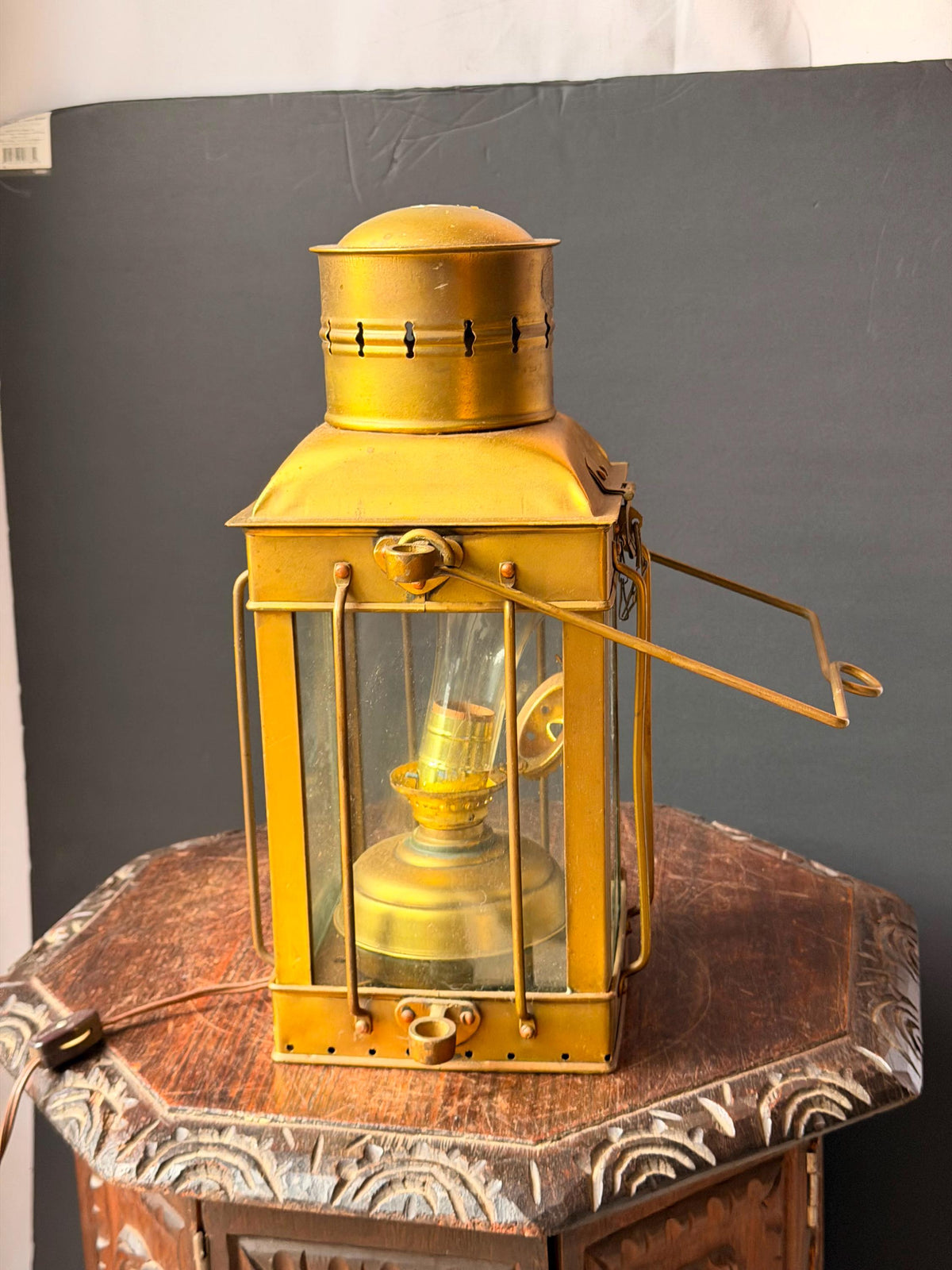 Vintage Brass Nautical Ship Lantern Maritime Oil Lamp Electric Table Light