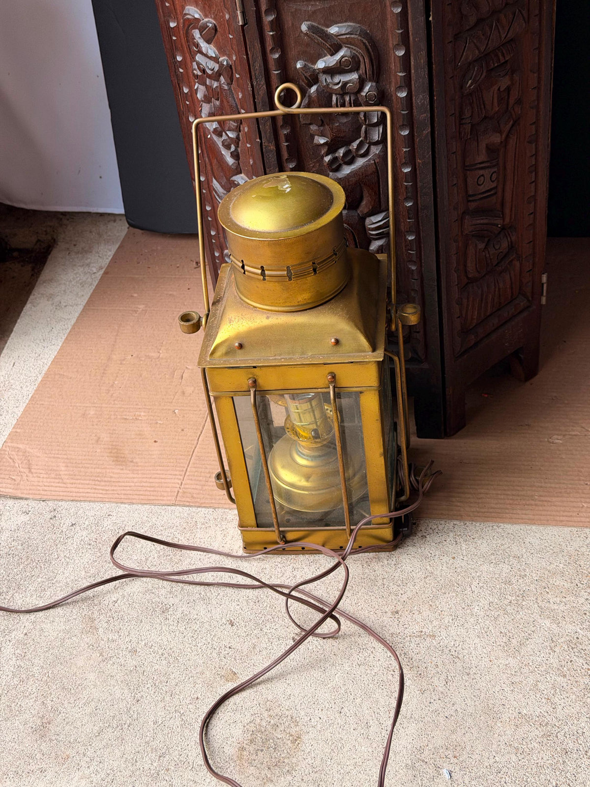Vintage Brass Nautical Ship Lantern Maritime Oil Lamp Electric Table Light