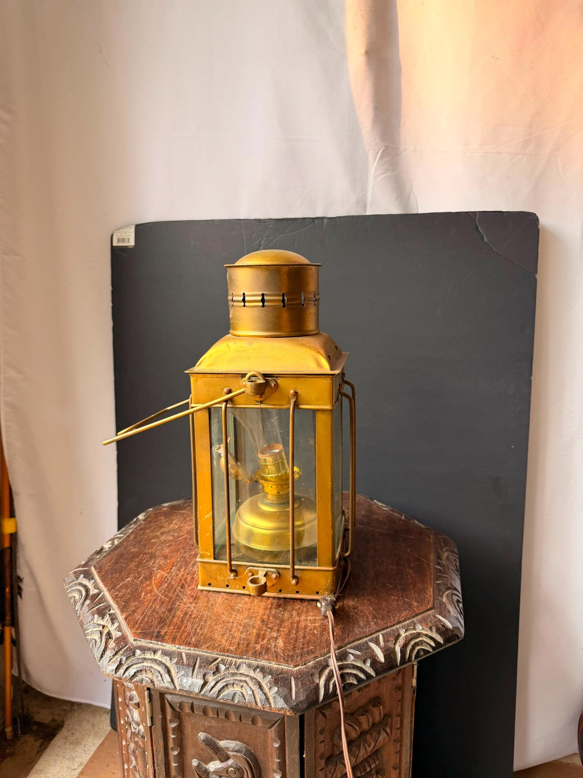 Vintage Brass Nautical Ship Lantern Maritime Oil Lamp Electric Table Light