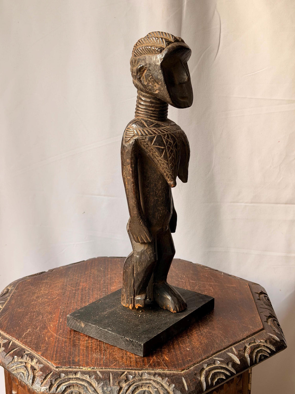 Toma Female Figure Carved Wood West African Folk Art Altar Sculpture 15.5"