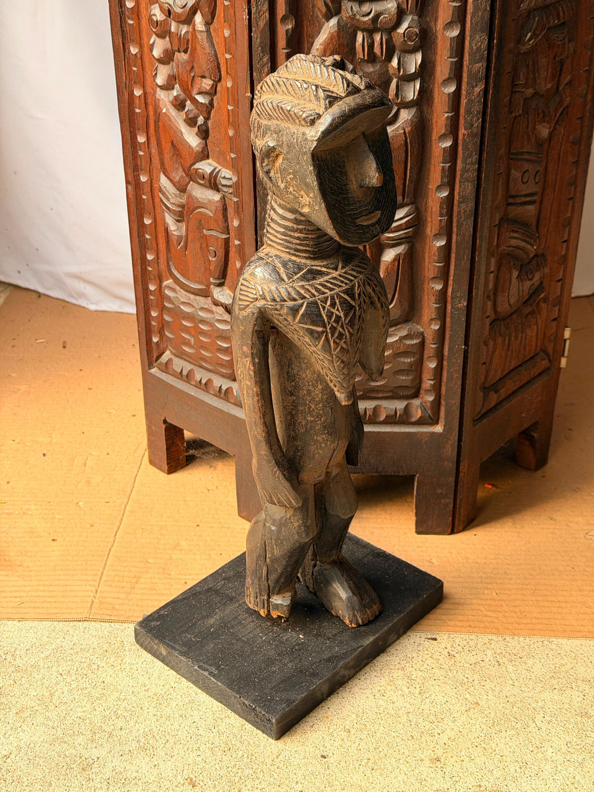 Toma Female Figure Carved Wood West African Folk Art Altar Sculpture 15.5"