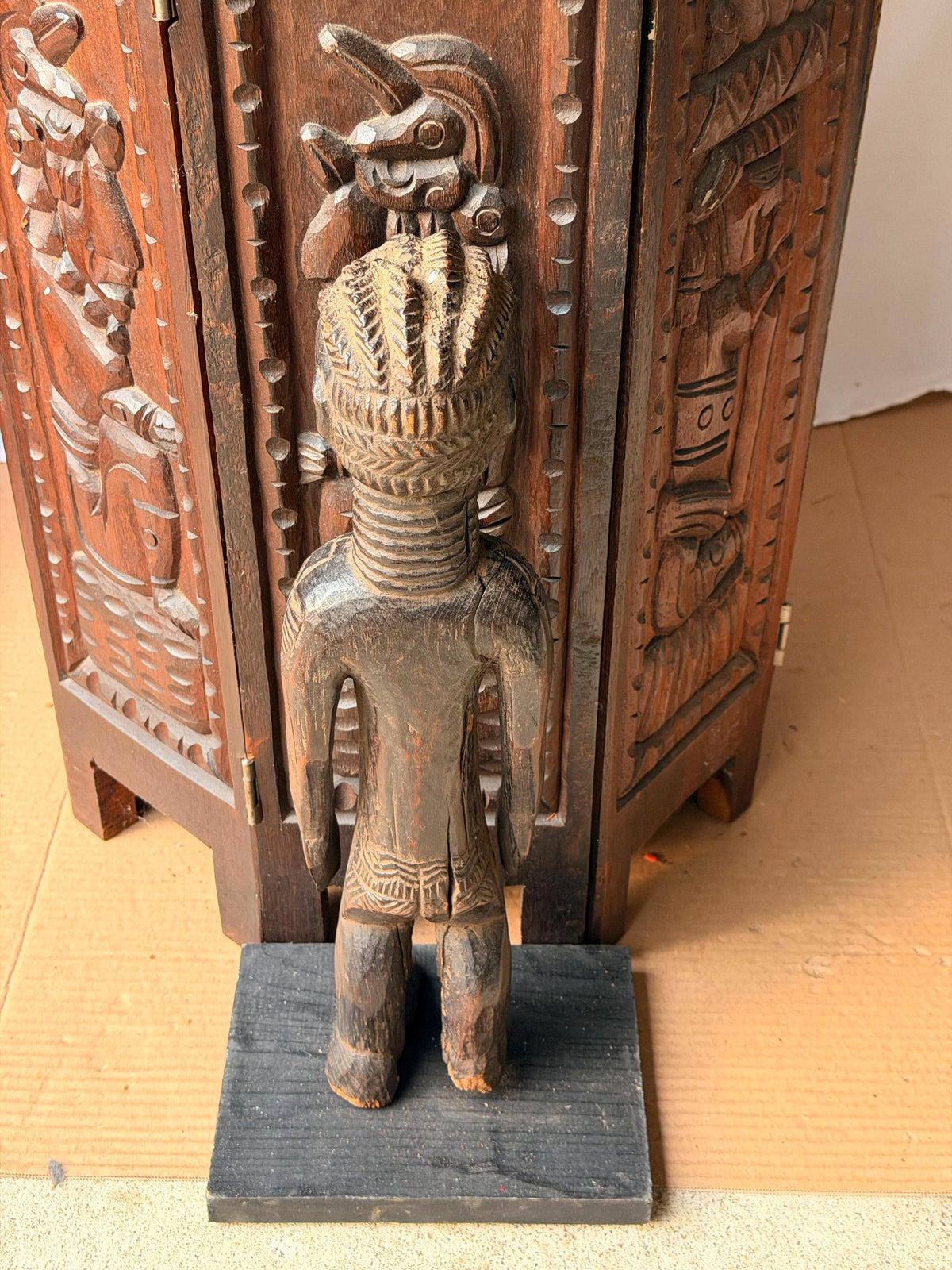 Toma Female Figure Carved Wood West African Folk Art Altar Sculpture 15.5"