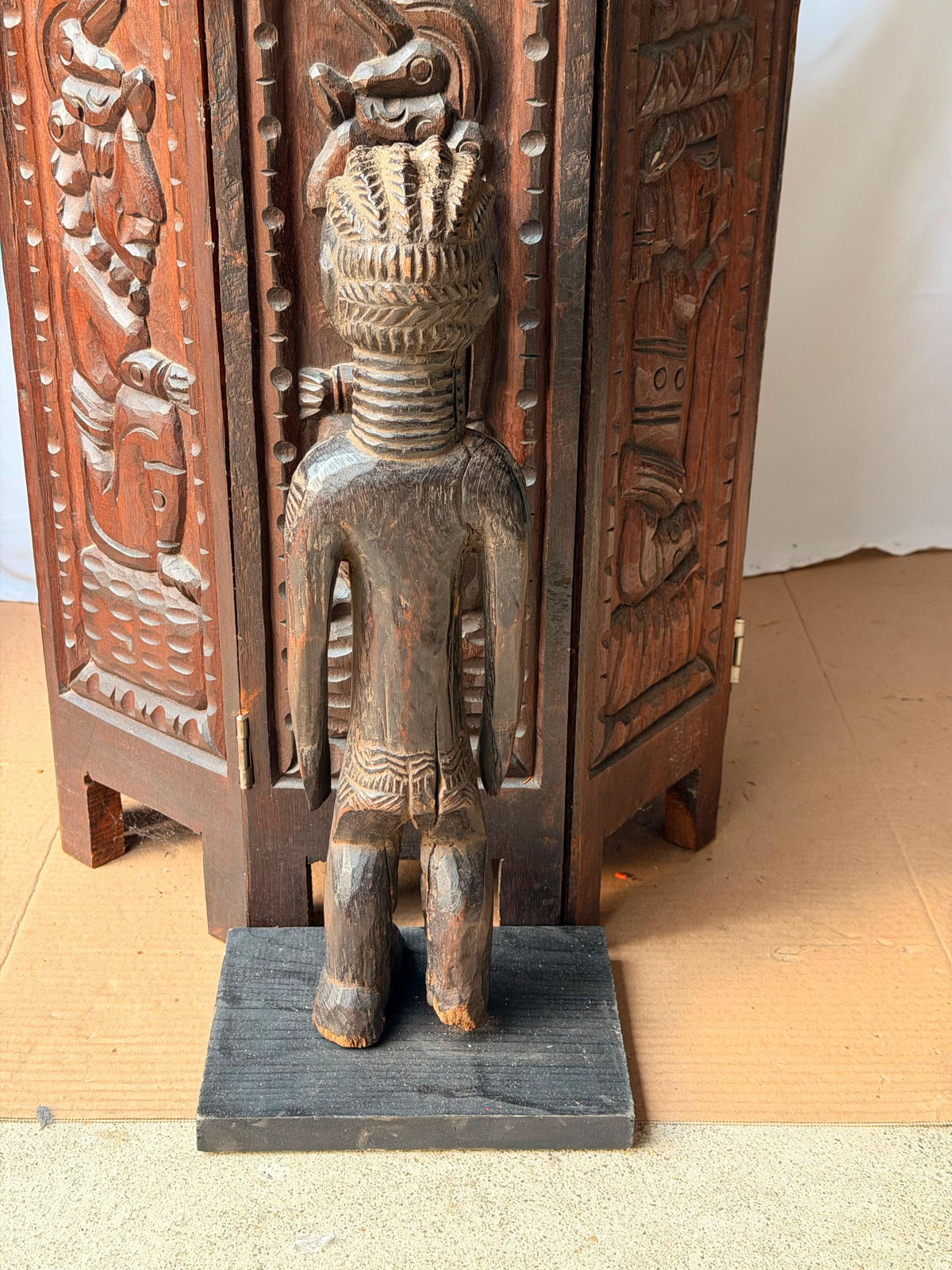 Toma Female Figure Carved Wood West African Folk Art Altar Sculpture 15.5"