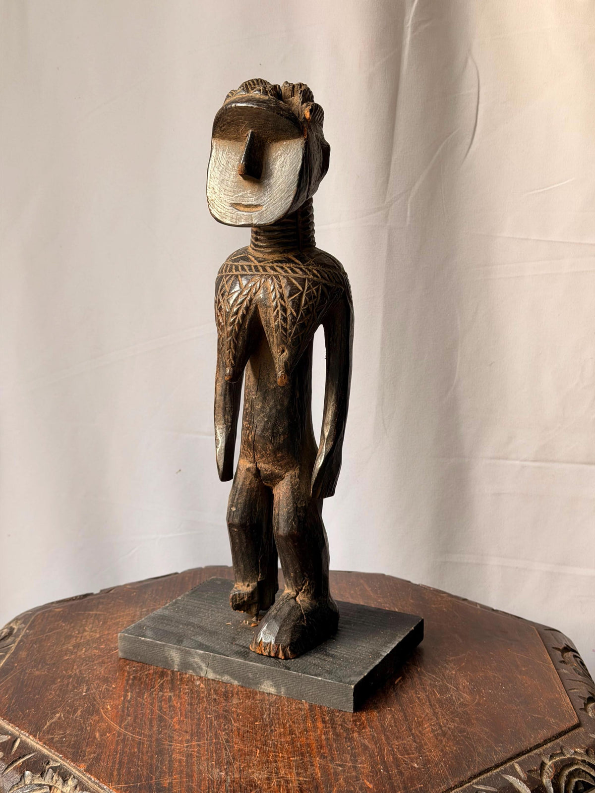 Toma Female Figure Carved Wood West African Folk Art Altar Sculpture 15.5"
