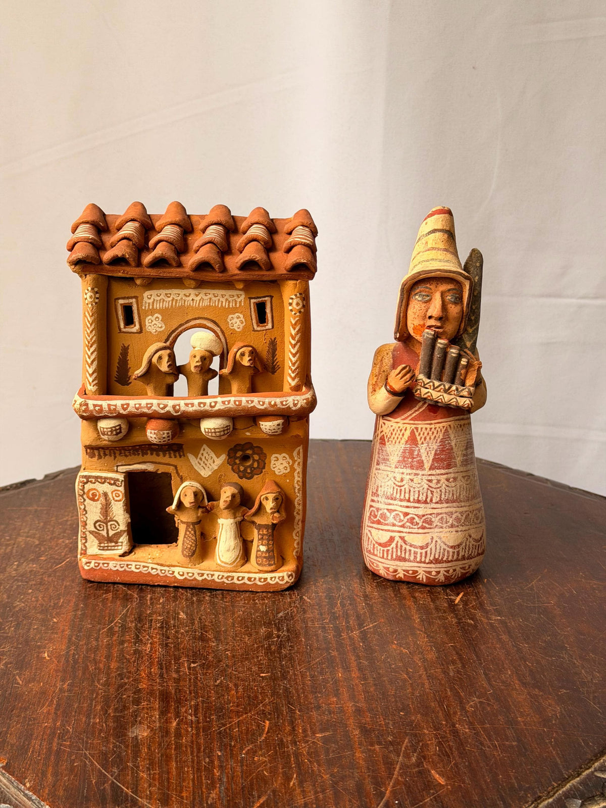 Vintage Peruvian Terracotta Folk Art Lot Ayacucho Church Retablo Musician 7.8"
