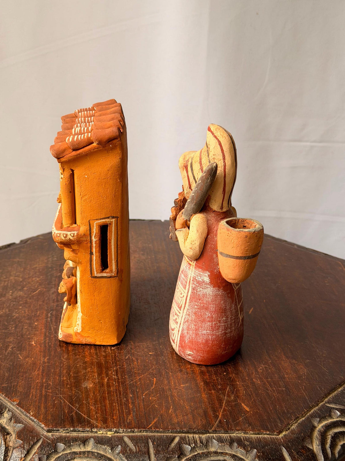 Vintage Peruvian Terracotta Folk Art Lot Ayacucho Church Retablo Musician 7.8"